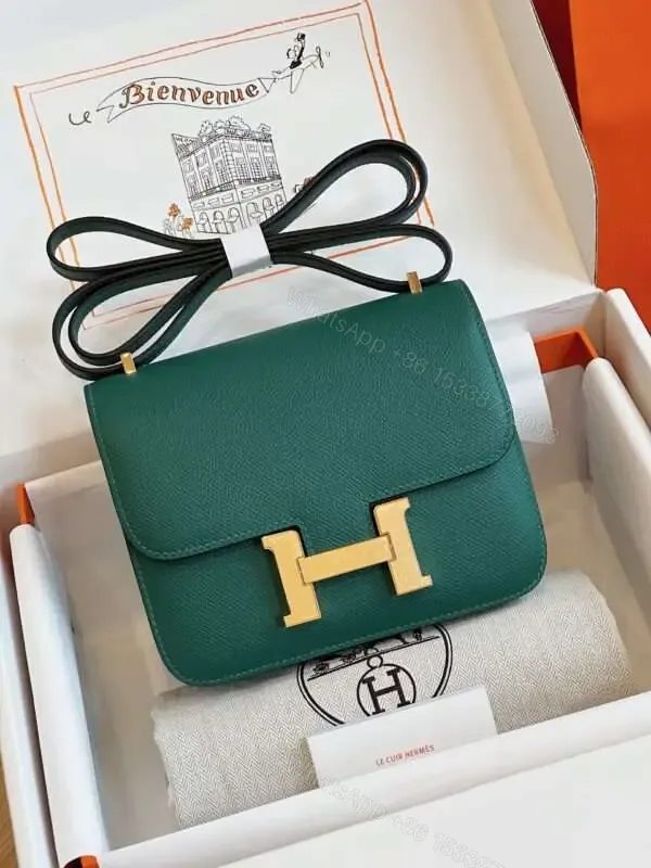View 1 of HN Bag Epsom Gold Handbags Green 19cm