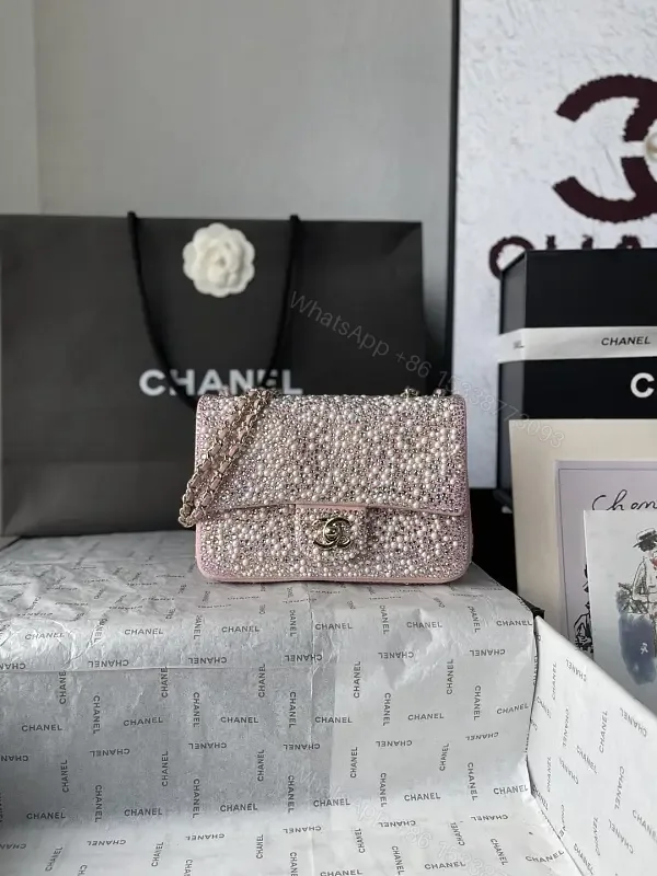 View 1 of Pink Rhinestone Mini Bag – Luxe Sparkle, Versatile chic