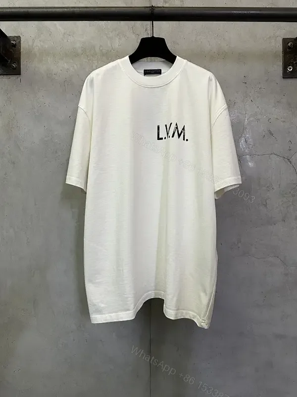 View 1 of Minimalist White Tee with Subtle LV.M. Marking — Premium Everyday Wear