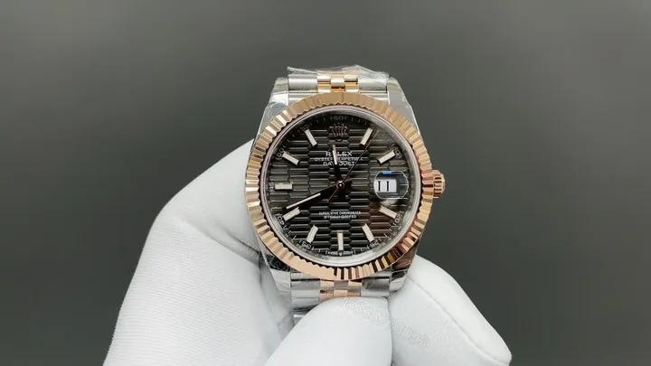 View 1 of Rolex Datejust 36 126231 Slate Dial Everose Fluted Bezel Jubilee Bracelet Watch 126231-0013