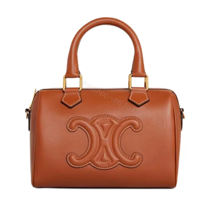 View 1 of CELINE SMALL BOSTON BAG IN SMOOTH CALFSKIN WITH CUIR TRIOMPHE BROWN
