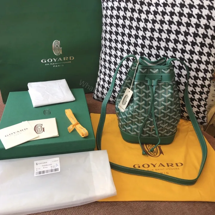 View 1 of 高仿Goyard*PEFLOT4抽繩水桶包綠色免檢版