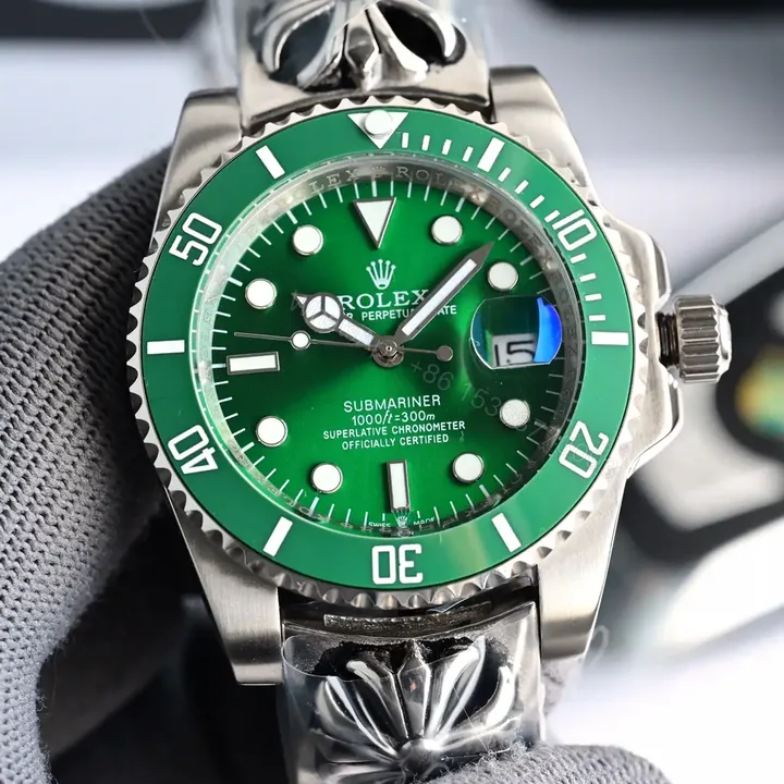 View 1 of Exclusive hulk submariner replica 40MM Croheart Bracelet Edition RG-HULK-SUB-40MM-CROHEART-GRN