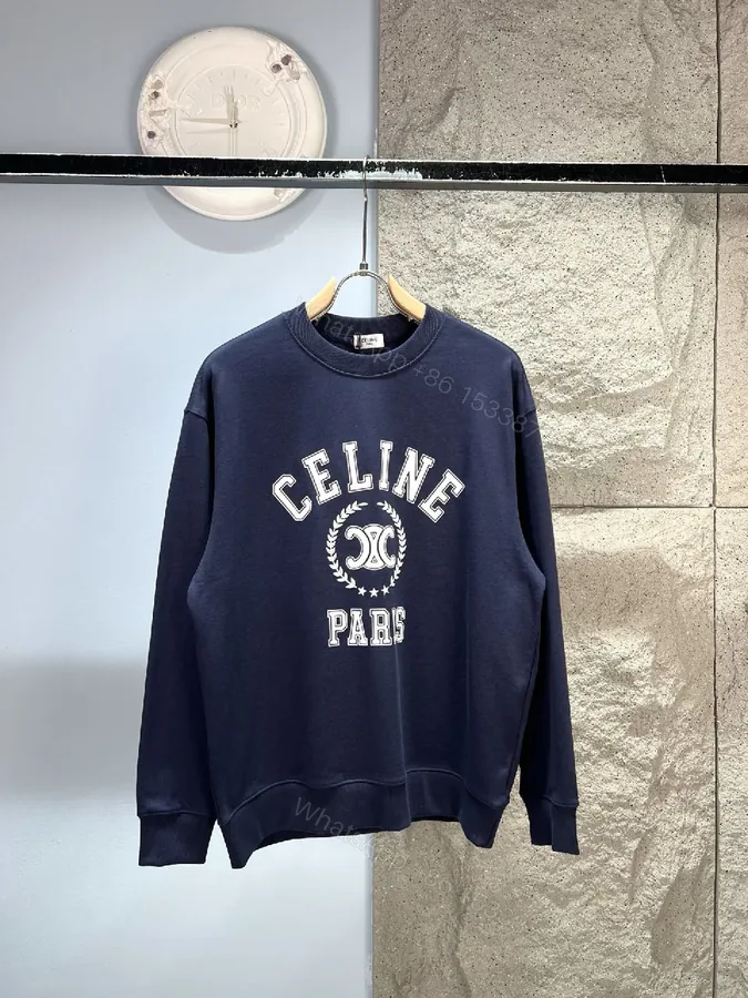 View 1 of Navy Premium Cotton Crewneck: Graphic Luxe Sweater