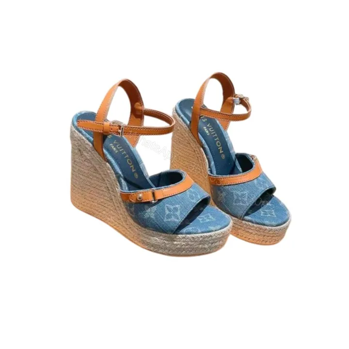 View 1 of Louis Vuitton Helios Wedge Sandal Blue 1ACIZV