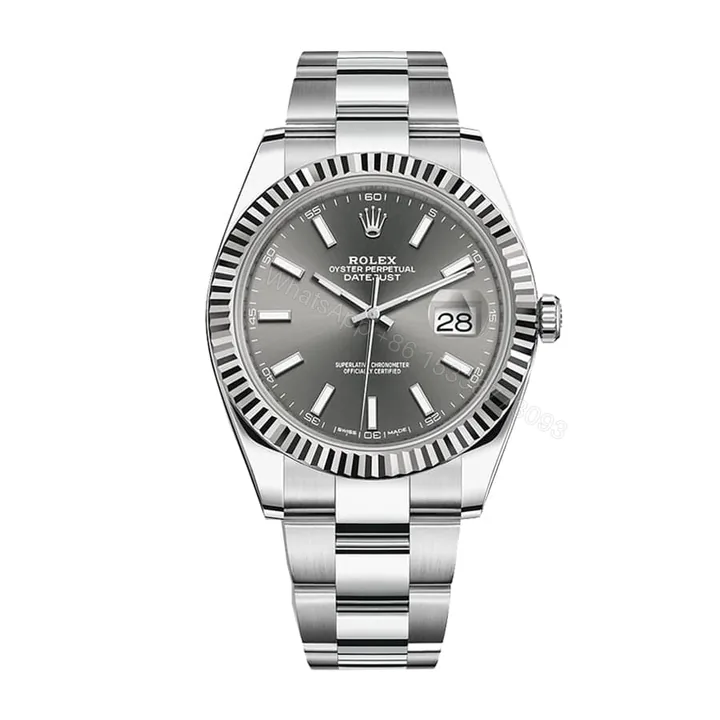 View 1 of Rolex Datejust 41 126300 Super Clone: Steel Domed Bezel Grey Dial 41mm