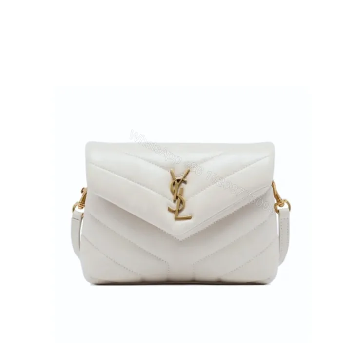View 1 of Saint Laurent Loulou Toy Strap Bag In Quilted Y White 20Cm