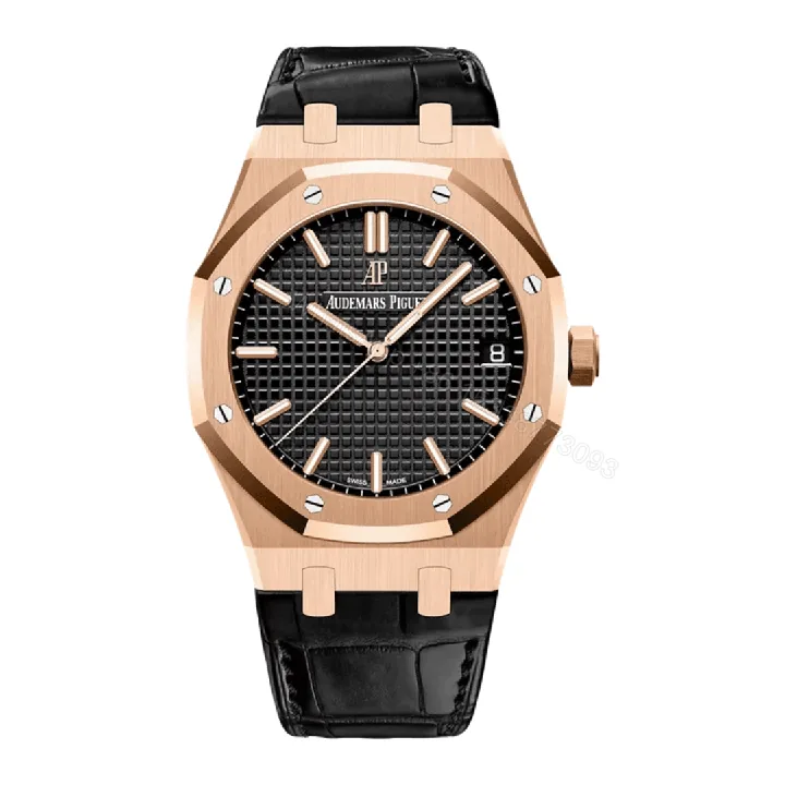 View 1 of Audemars Piguet Royal Oak Rose Gold Leather Replica