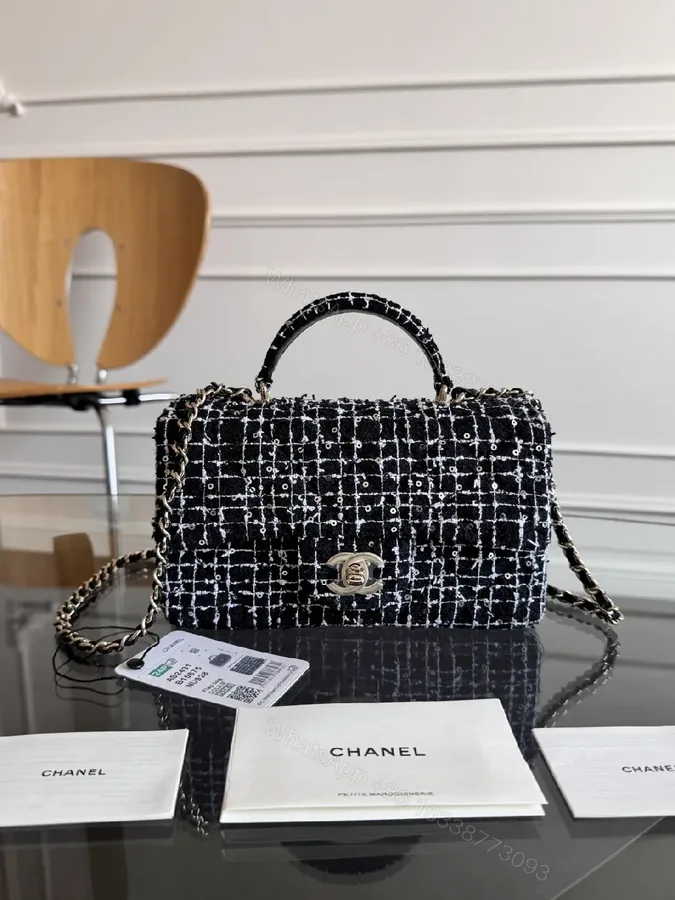 View 1 of Tweed Mini Bag: Chic Contrast, Versatile Day-to-Night Style