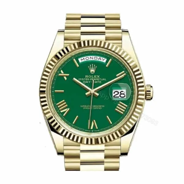 View 1 of Rolex Day-Date 40 228238 Super Clone : 40mm Yellow Gold Green Roman Numeral Dial