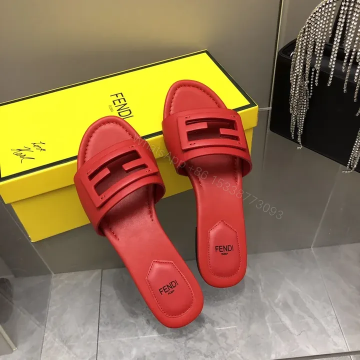View 1 of Bold Red Leather Sandals with Signature Hardware Strap