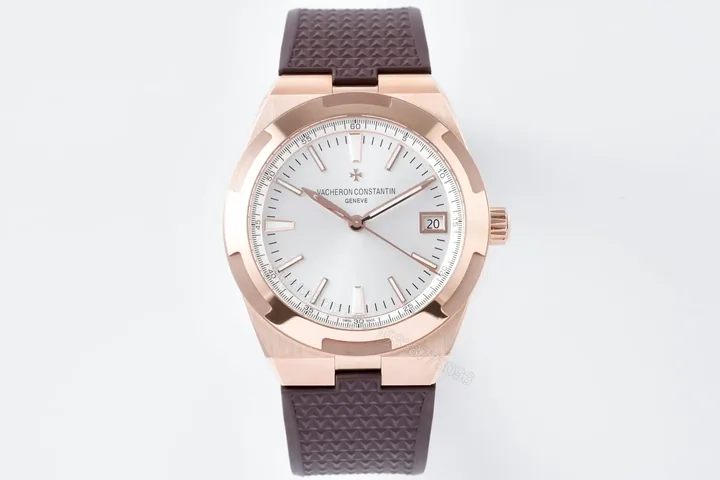 View 1 of GS Factory Vacheron Constantin Overseas 4500V Series Rose Gold Watch with Brown Rubber Strap – 41mm, Automatic, Date Display, Geneva Seal Certified