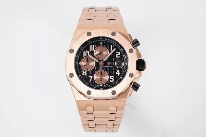 View 1 of JF Factory Audemars Piguet Royal Oak Offshore Rose Gold Bracelet Watch with Exclusive 4404 Chronograph Movement