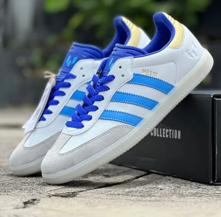 View 1 of FIRST COPY Adidas Lionel Messi X Samba White/Blue Unisex