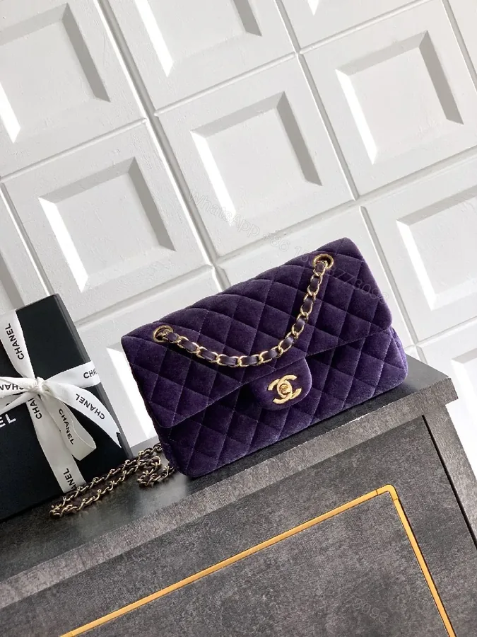 View 1 of Chic Velvet Crossbody with Gold Chain Strap: Everyday Luxury