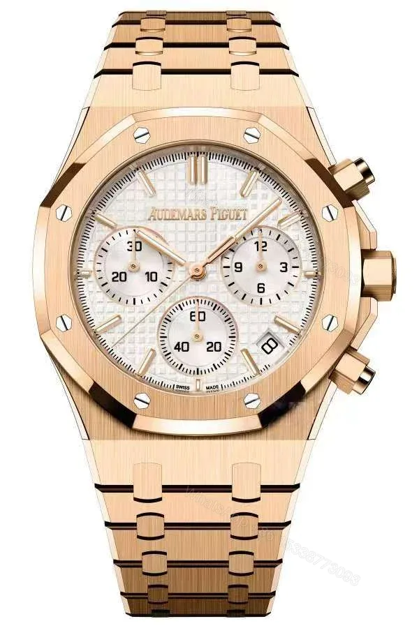 View 1 of Audemars Piguet Super Clone Royal Oak Rose Gold White Dial 26240 Chronograph 41mm Cal.4401