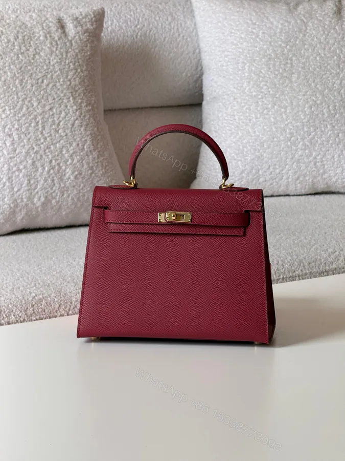 View 1 of Hermès Kelly 25 Sellier bag in Rouge Grenat Epsom Leather