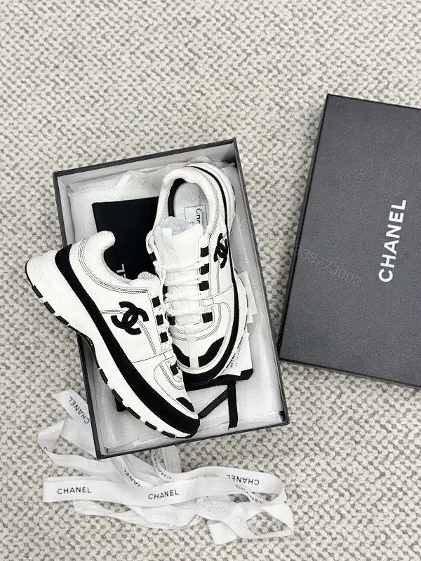 View 1 of Chunky-Sole Leather Sneakers: Luxe, High-Contrast, Designer-Inspired Footwear