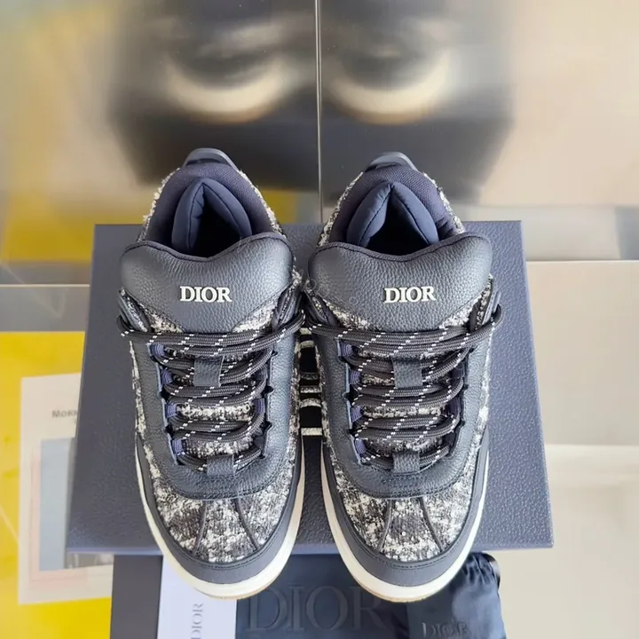 View 1 of Dark Knit & Leather Fusion Everyday Luxury Sneakers