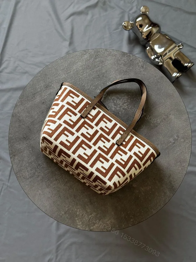 View 1 of Fendi Mini Roll FF beige jacquard mini bag
