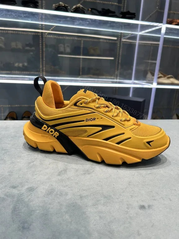 View 1 of Bold Yellow Dior-Inspired Sneakers: Luxe Streetwear Comfort