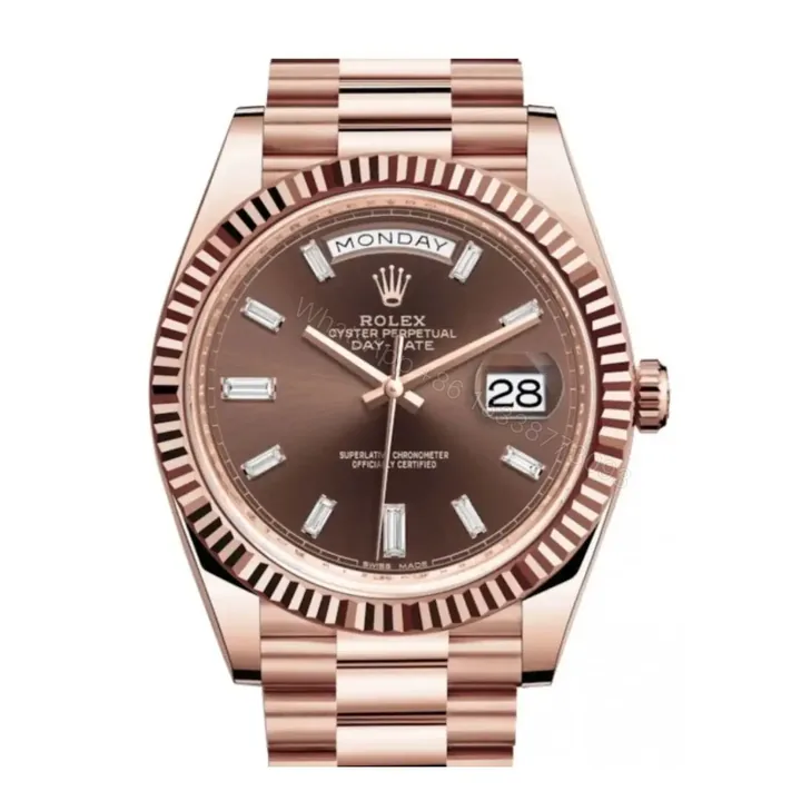 View 1 of Swiss Clone Replica Rolex DayDate Rose Gold Chocolate Dial
