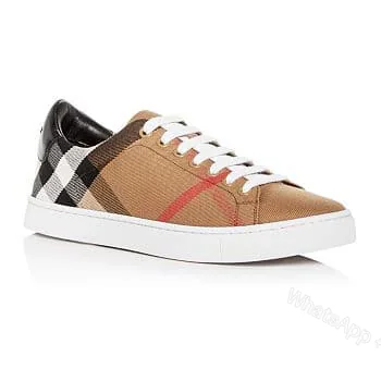 View 1 of BURBERRY ALBERT HOUSE CHECK & LEATHER LOW-TOP SNEAKER – BBR3