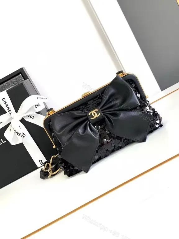 View 1 of Chanel-Inspired Sequin Bow Clutch: Night Luxe