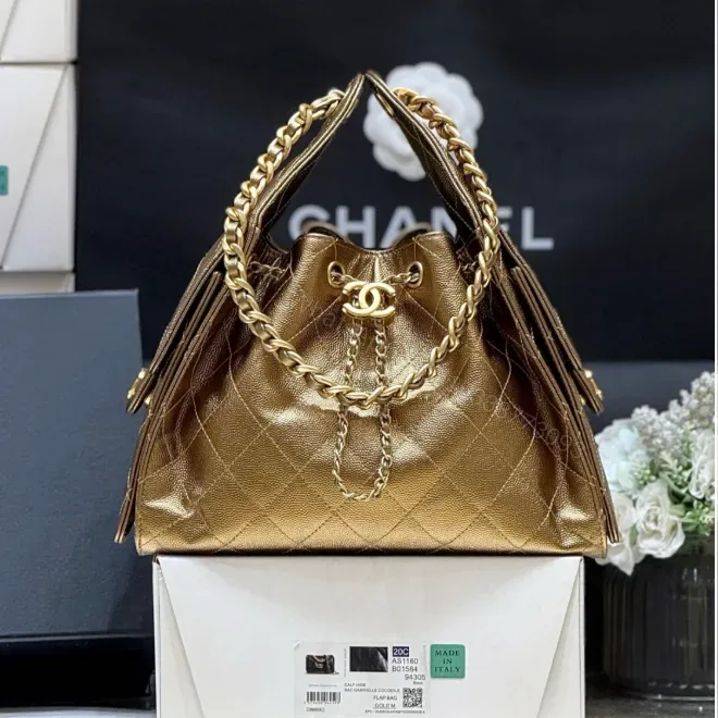 View 1 of CHANEL 25 HANDBAG 30 IN GOLDEN BROWN WITH GOLD HARDWARE