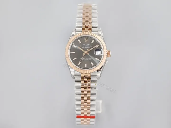 View 1 of Rolex Datejust 31 Stainless Steel Rose Gold Fluted Grey Dial Jubilee 278271-0018