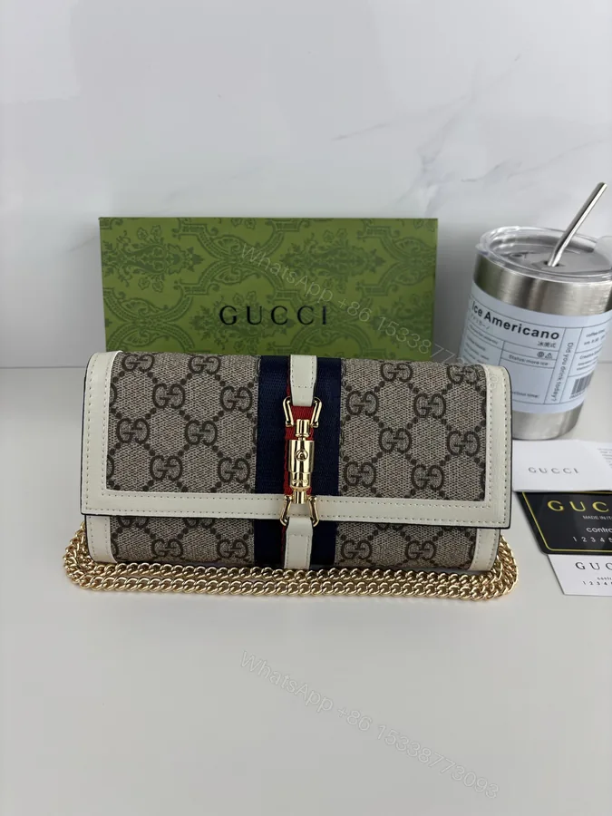 View 1 of Gucci一比一女用鏈條包 白邊GG老花喬姬包氣質滿分