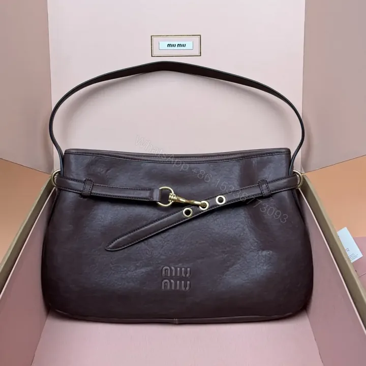 View 1 of 高仿miumiu*Aventure系列5BC181小羊皮腋下包石楠木色中號免檢版