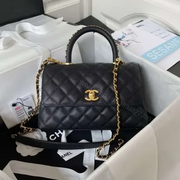 View 1 of Chanel Coco Handbags Woman’s Lizard Skin Black 24cm