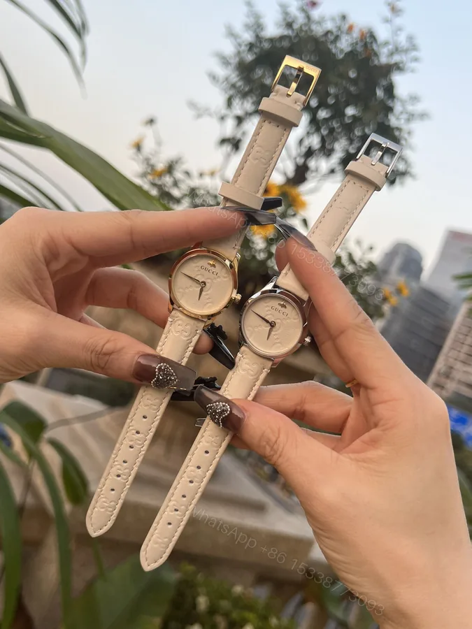 View 1 of Gucci原單女錶Timeless金框白皮設計 蜜蜂圖騰清新風格