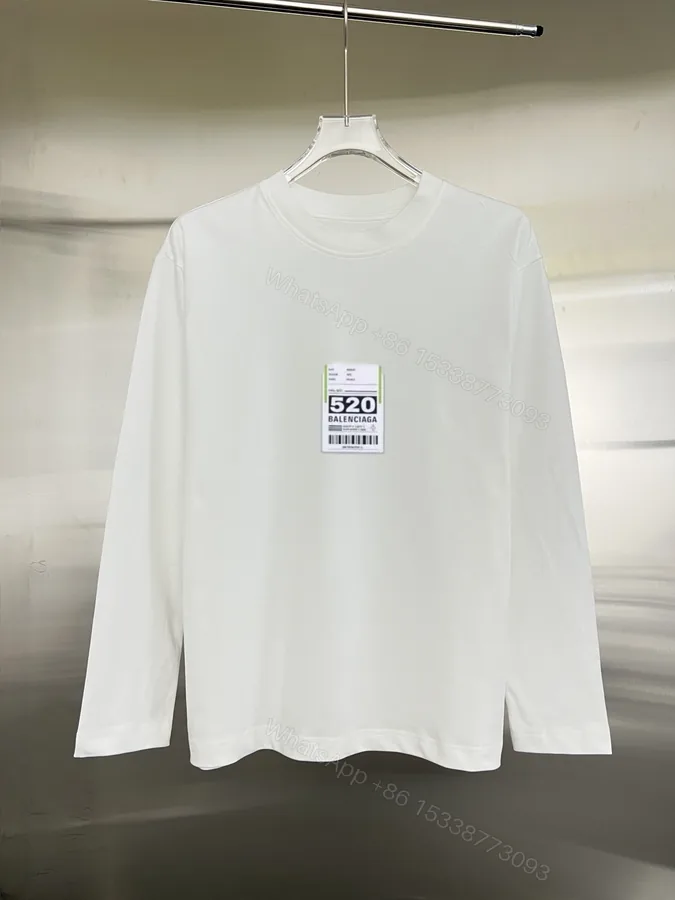 View 1 of Balenciaga高仿白色長袖T恤 男款條碼風格潮流元素穿搭首選