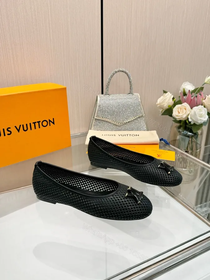 View 1 of LV Women Black Mesh Ballet Flats