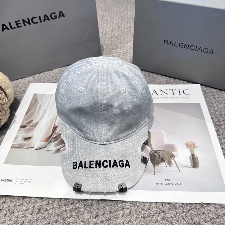 View 1 of Balenciaga高仿男女款做舊水洗棒球帽淺藍復古潮流百搭帽