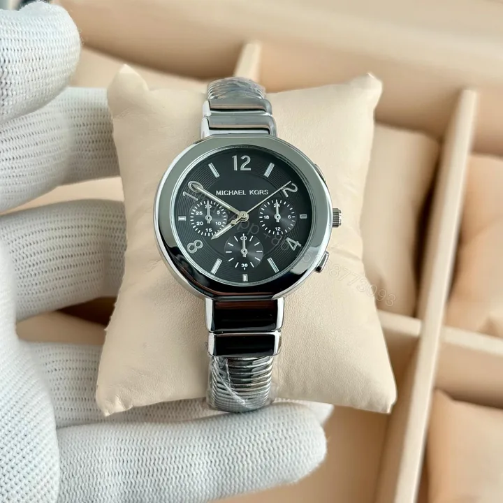 View 1 of Michael Kors Gramercy Black Dial Silver Kada Watch Ladies First Copy | 7A Replica