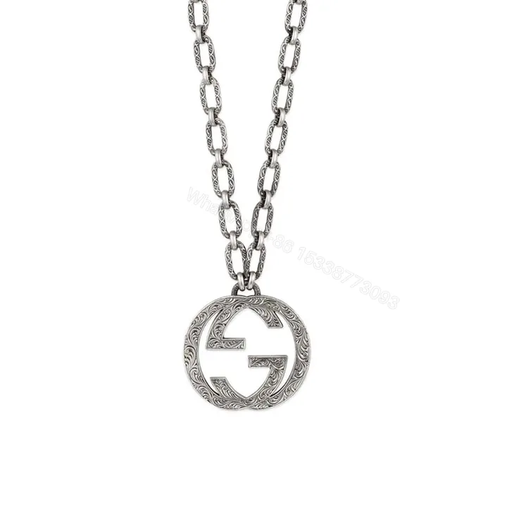 View 1 of GUCCI ARABESQUE INTERLOCKING G CHAIN NECKLACE STERLING SILVER