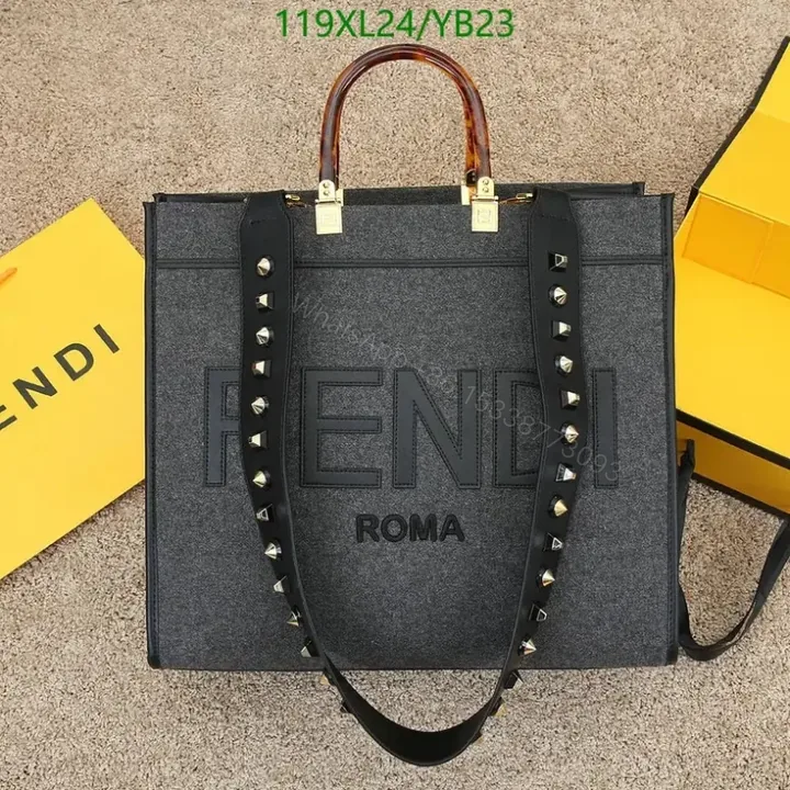 View 1 of Fendi Sunshine Large Black Leather Knockoff Tote Bag YB2377