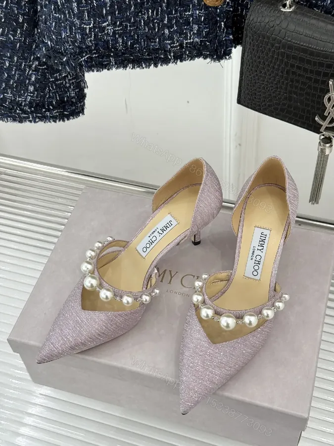 View 1 of Lavender Pearl Embellished Pointed-Toe Heels, Luxe