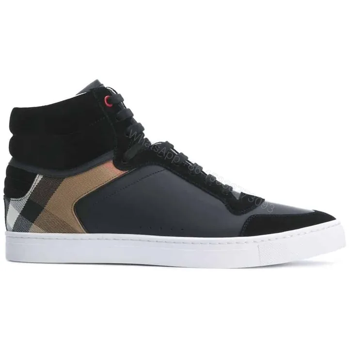 View 1 of BURBERRY LEATHER AND HOUSE CHECK HI-TOP SNEAKERS – BBR28
