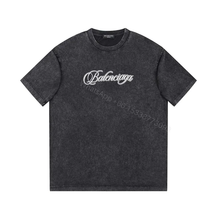 View 1 of Balenciaga 原單 男款復古水洗手寫字母短袖T恤 潮流寬鬆設計