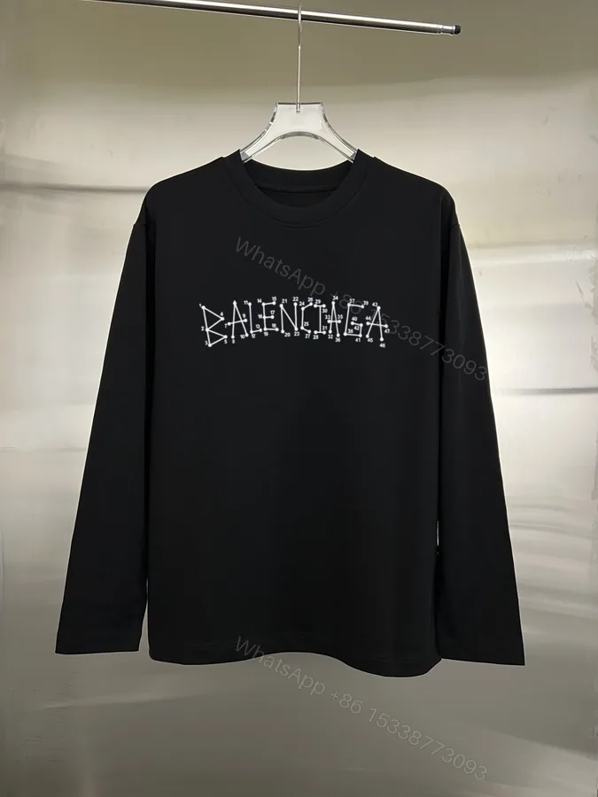 View 1 of Balenciaga高仿長袖T恤 黑底數字連線LOGO設計 街頭潮感推薦