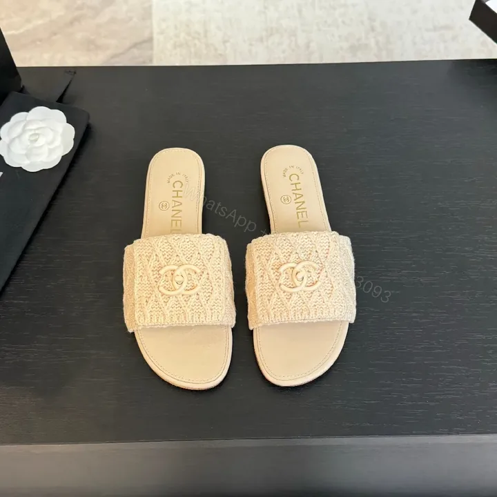 View 1 of Knit Texture Slides - Subtle Luxury Slip-Ons
