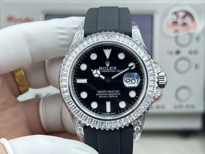 View 1 of ROLEX 高仿 男款 Yacht-Master 彩鑽黑面 高級訂製腕錶