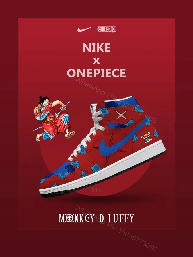 View 1 of Monkey D. Luffy V.5 Custom High-Top Jordan 1