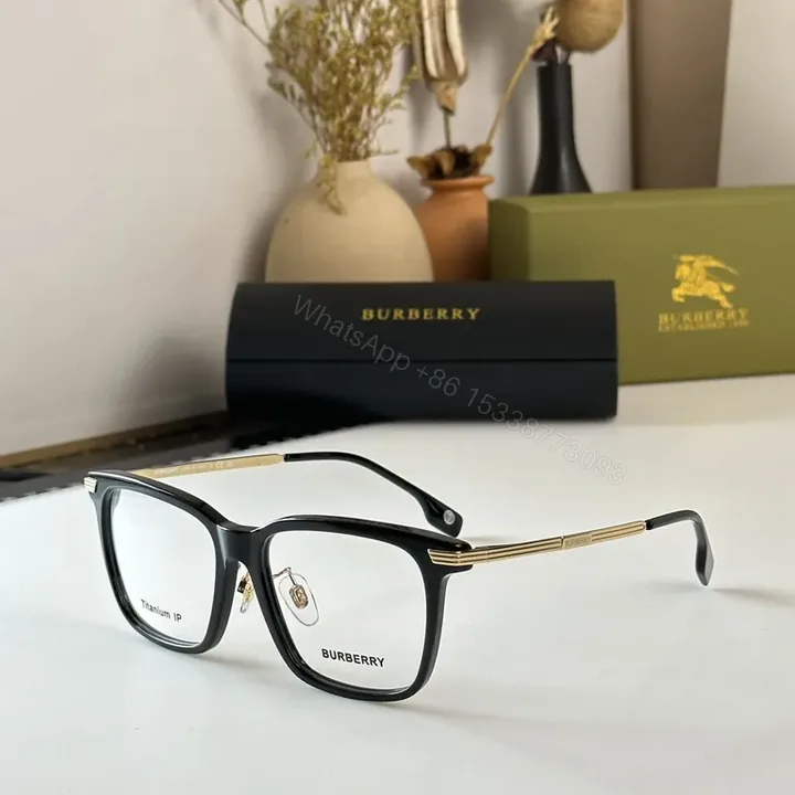 View 1 of Burberry Black & Gold Acetate Titanium Eyeglasses - Luxury Everyday
