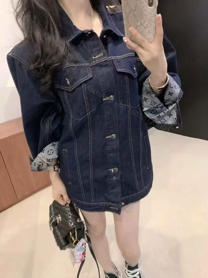 View 1 of LV 一比一深色牛仔外套 女士休閒寬鬆百搭款