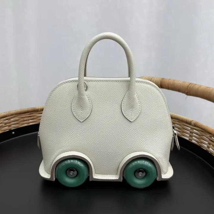 View 1 of Hermes 高仿 女款 Mini Bolide 小車包 奶油白綠輪設計款